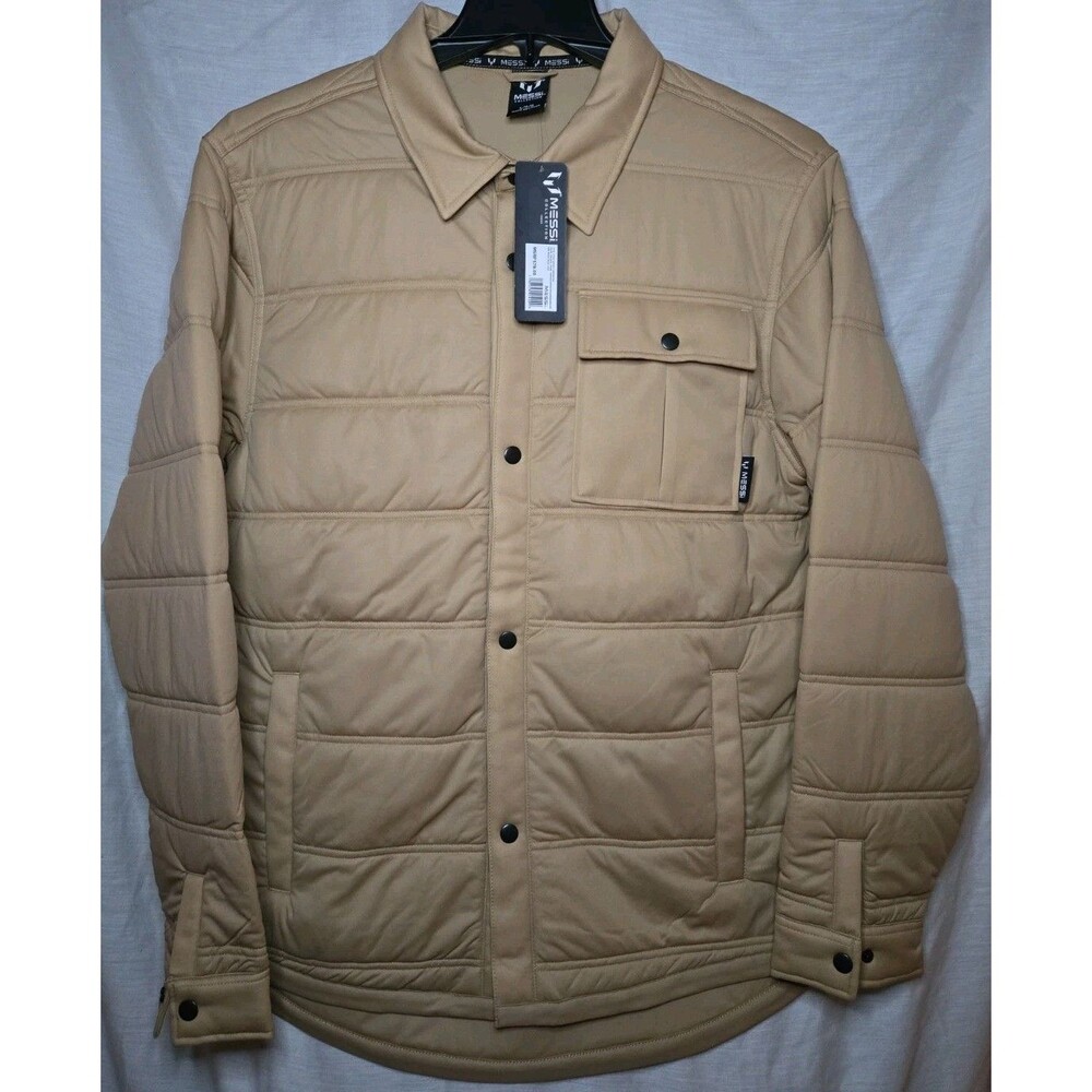 MESSI Collection Mens Water Repellent Lightweight Puffer Jacket, Beige Sz Large